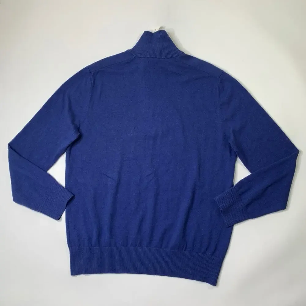 Banana Republic Sweater Mens XL Prussian Cotton Cashmere Blend 1/4 Zip Pullover